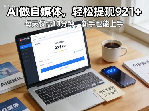 每天花费10分钟，头条号收益921+，用AI做自媒并不难【附视频教程】-网创商城