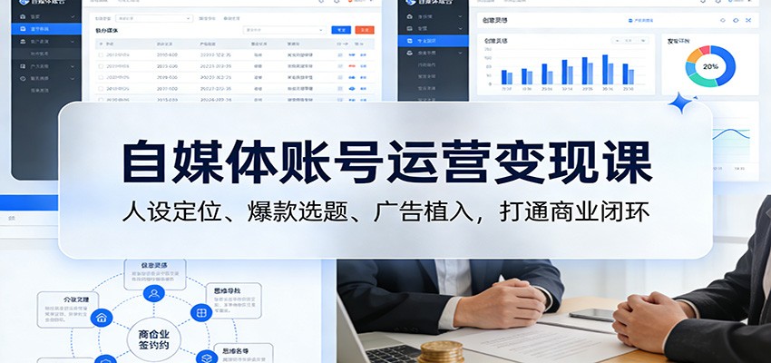 自媒体账号运营变现课：人设定位、爆款选题、广告植入，打通商业闭环-网创商城