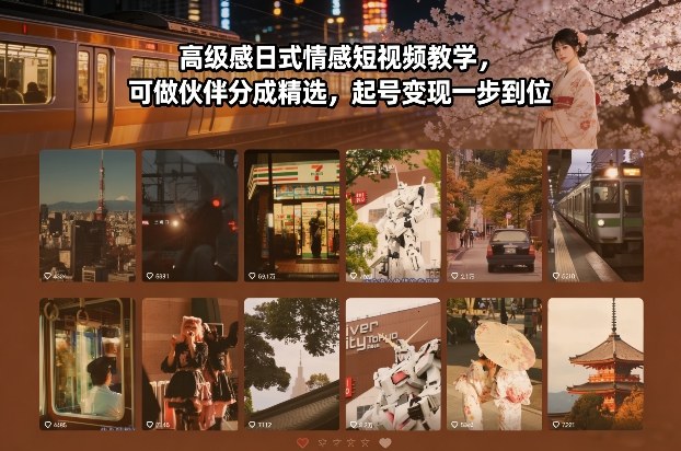 高级感日式情感短视频教学，可做伙伴分成精选，起号变现一步到位-网创商城