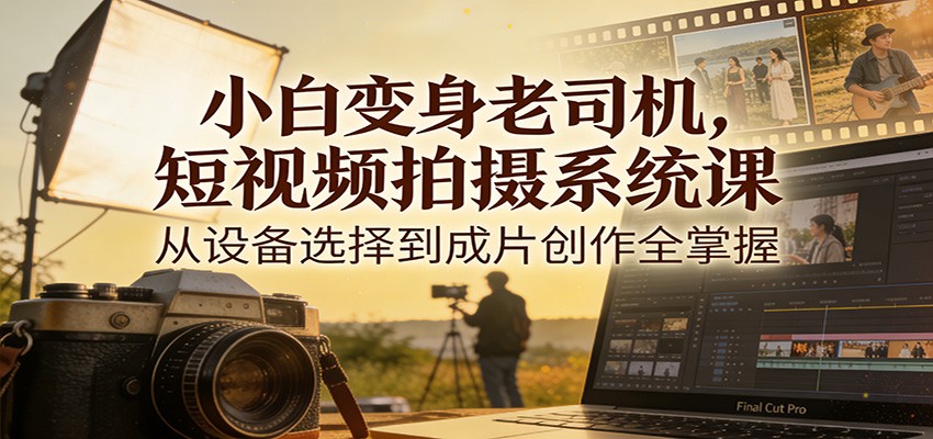 小白变身老司机，短视频拍摄系统课，从设备选择到成片创作全掌握-网创商城