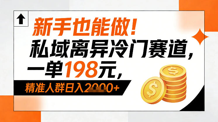 新手也能做！私域离异冷门赛道，一单198，精准人群日入1k+-网创商城