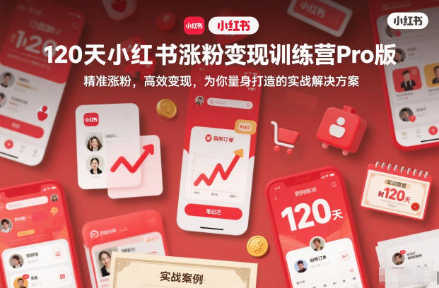 120天小红书涨粉变现训练营Pro版，精准涨粉，高效变现，为你量身打造的实战解决方案-网创商城